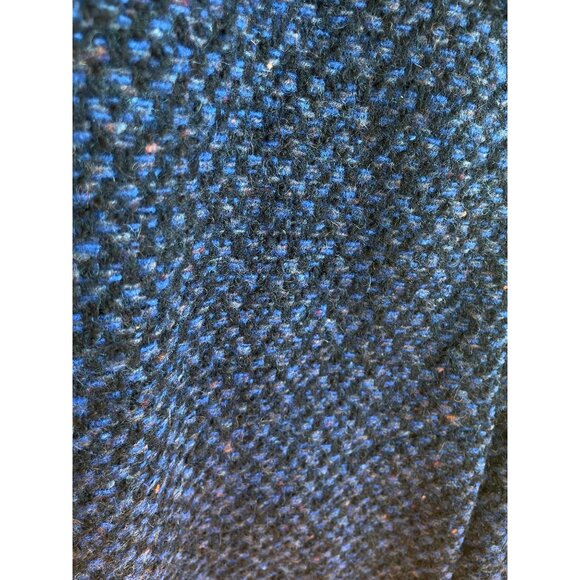 Vintage 80s winter wool coat, navy and black tweed, oversized shoulders - Picture 9 of 9